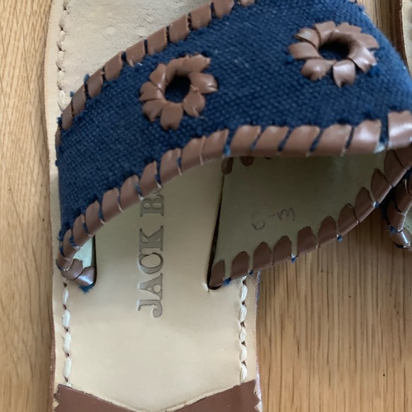 Jack Rogers Denim Blue Brown Flat Sandals 6 - Picture 2 of 6